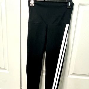 PINK VICTORIAS SECRET black fold over yoga pants with white striped side